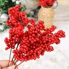 100/1Pcs Artificial Berries Red Cherry Stamen Fake Berries Pearl Beads DIY Christmas Wreath New Year Party Gifts Decorations