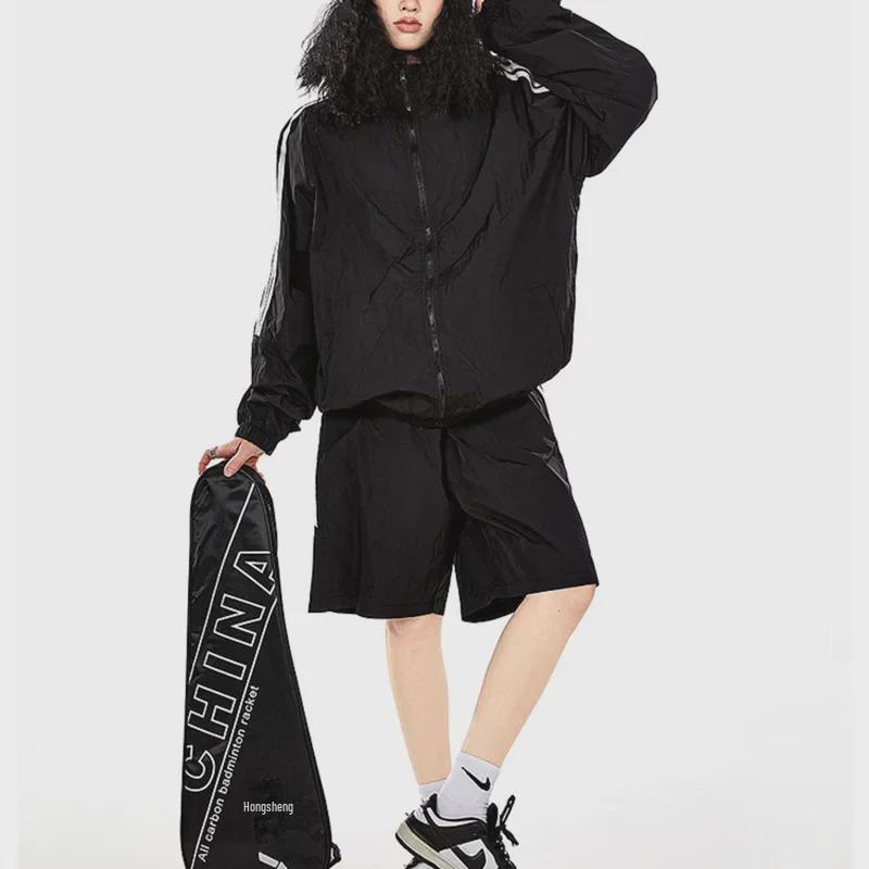 Summer 2024 Breathable Ice Silk Sports Suit: UV-Protective, Korean-Style Two-Piece Jacket