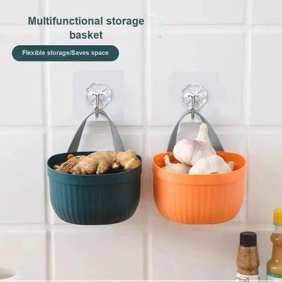 Spice Ginger Storage Basket, Household Plastic Storage Basket, Kitchen Vegetable Hanging Basket, Bathroom Laundry Basket Organizer