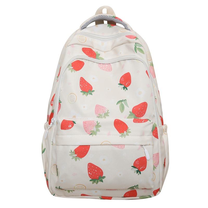 2025 New Versatile Casual Bag Large Capacity Primary School Junior High School Students High Value Strawberry Printed Backpack