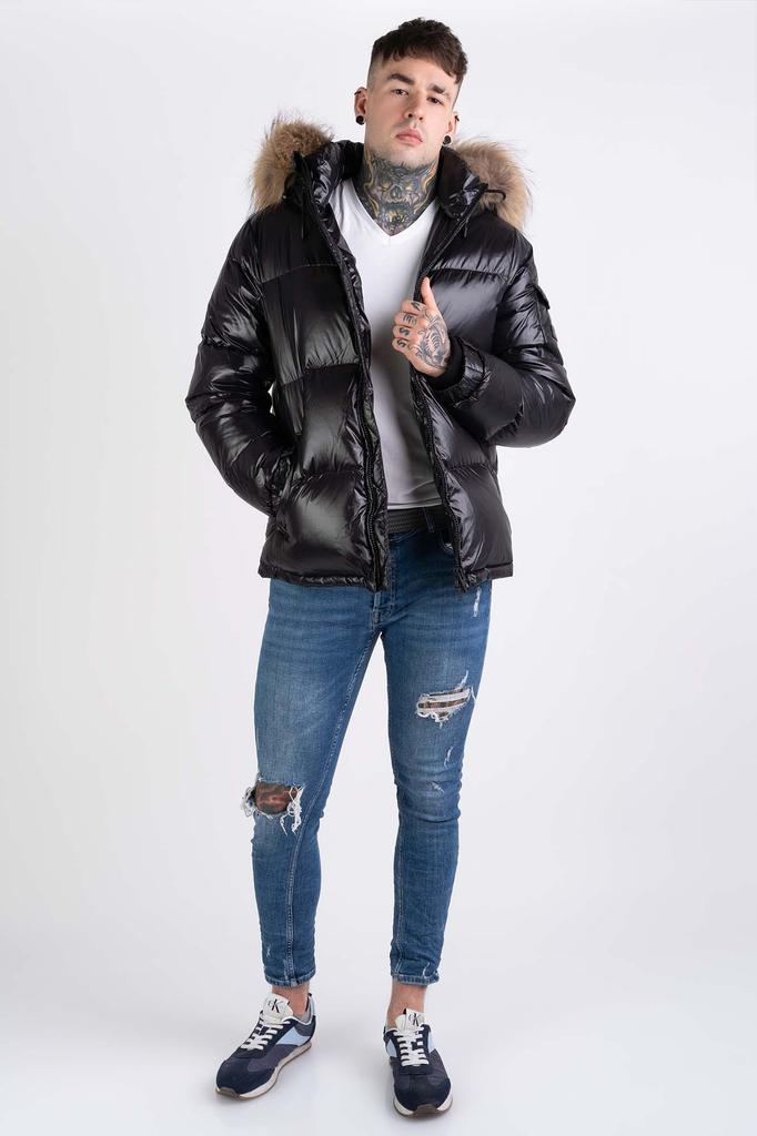 Rockandblue Schwarze Manson Shine Kapuzen-Daunenjacke