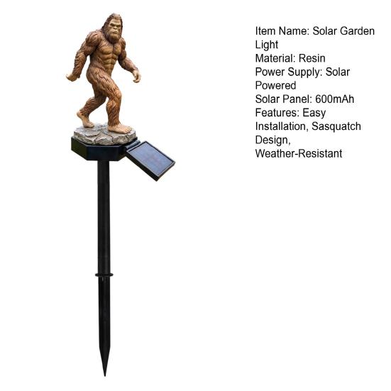 Sasquatch Solar Garden Light, Sasquatch Statue Solar Light with Stake, Outdoor Waterproof Pathway Light for Yard Patio Lawn Porch Decor