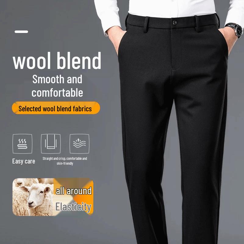Pierre Cardin Men's Premium Wool-Blend Business Casual Trousers