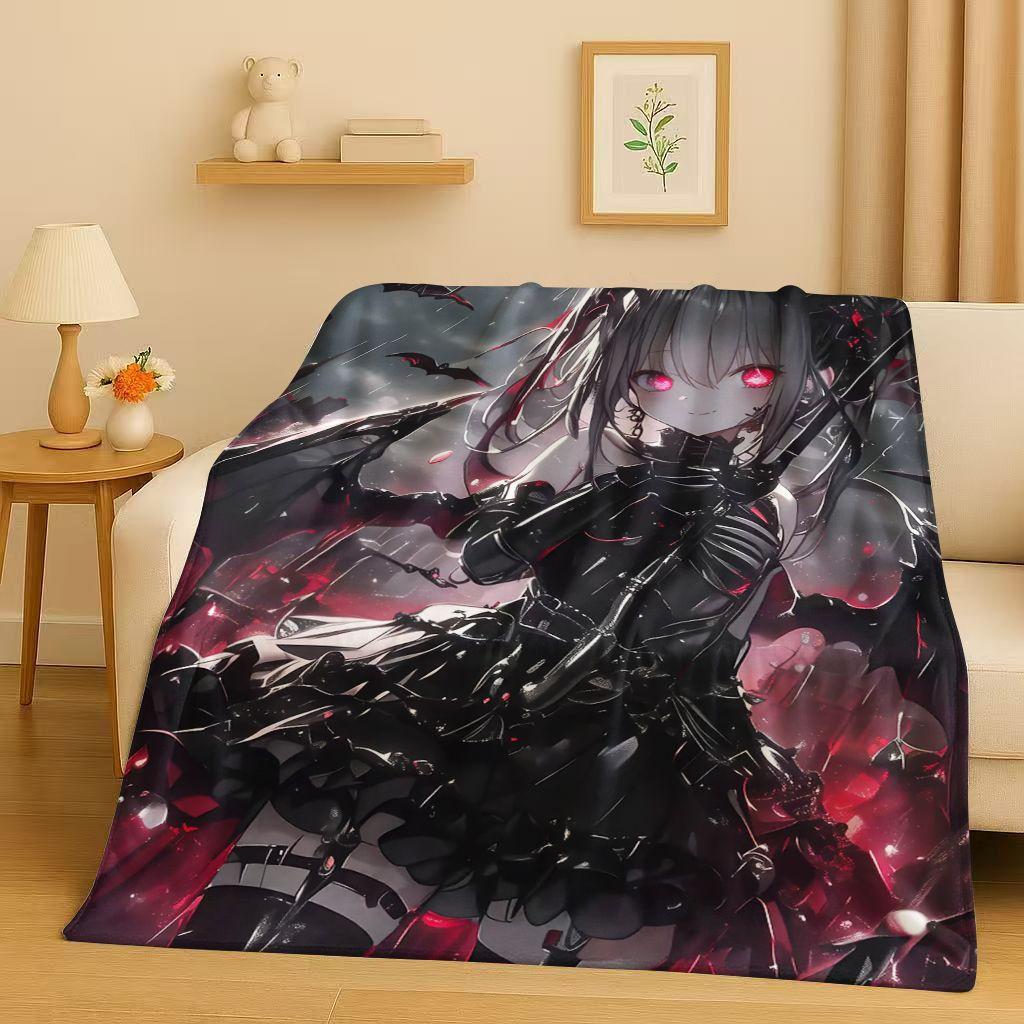 3D Gothic Dark Sexy Girls Cartoon Anime Characters Flannel Blanket,Soft Plush Throw for Home Bedroom Bed Sofa Cover Trave Gift