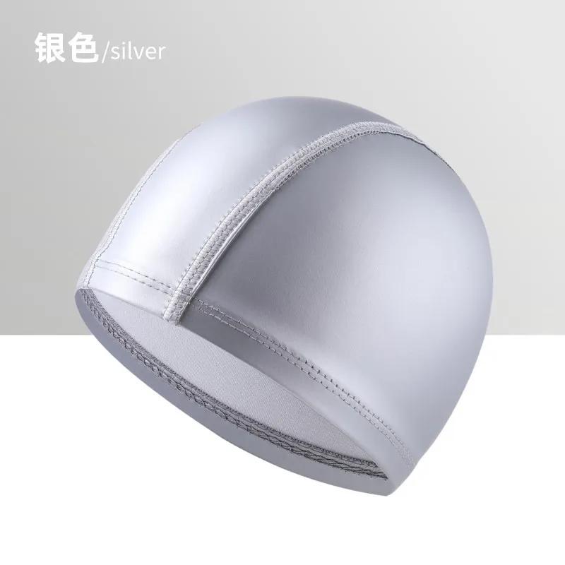 PU Fabric Swimming Cap for Men Women Waterproof Swim Pool Hat Water Sport Protect Ears Long Hair Bathing Caps Cover for Adults