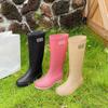 Solid Color Rain Shoes Women's High Tube Thick-soled Water Boots Long Tube Rainy Day Rain Boots Velvet Rubber Shoes
