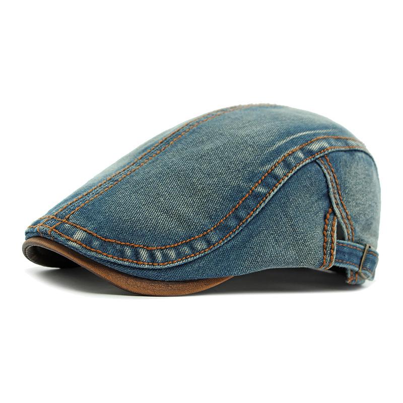 Spring Summer Denim Hat Men's Beret British Vintage Peaked Cap Women's Forward Cap