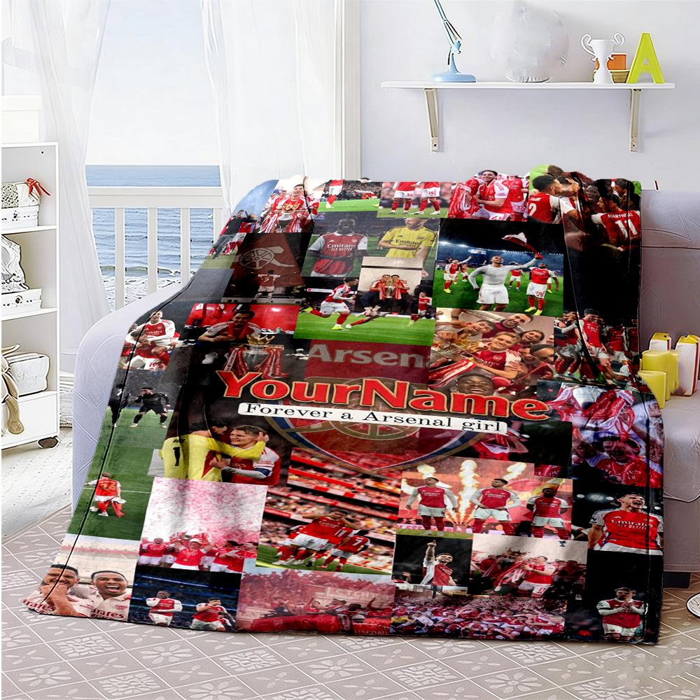 Arsenal Personalized Name Blanket Cozy Personalized Blanket Ultra-Soft Great for Office Couch Chair Sofa All-Season Use
