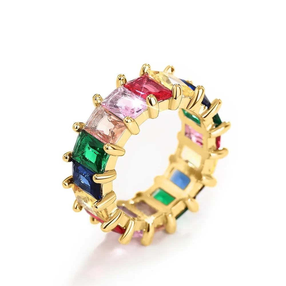 Colorful Geometric Zircon Ring, Personalized, Simple, Multi functional, Hip Hop European and American Style Fashion Ring