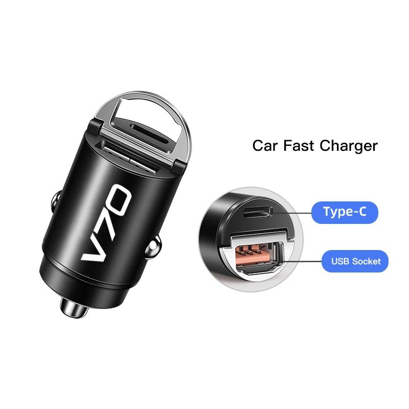 

Car Charger For Volvo V60 V40 XC90 S60 C30 XC60 V70 S90 Olestar AWD Rdesign USB Type-C Phone Hidden Fast Charging Convert Plug