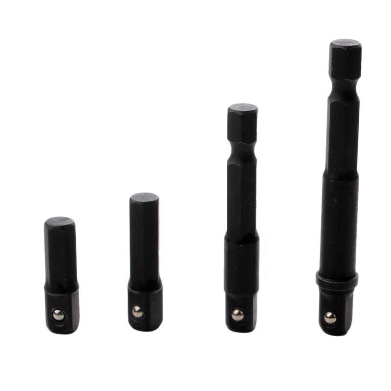Hex Shank to Square Socket Extension Bar with Ball for Wrench Connection (1/4, 3/8, 1/2)