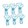 100pcs Binder Clips Cute Cartoon Heart Shape Metal Hollowed Long Tail Clips Paper Clamps Office Supplies Blue