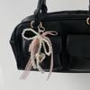 Elegant Lace Bows Keychain With Faux Pearls Detail For Women Girls Fashionable Bag Accessory Gift Alloy Keyring