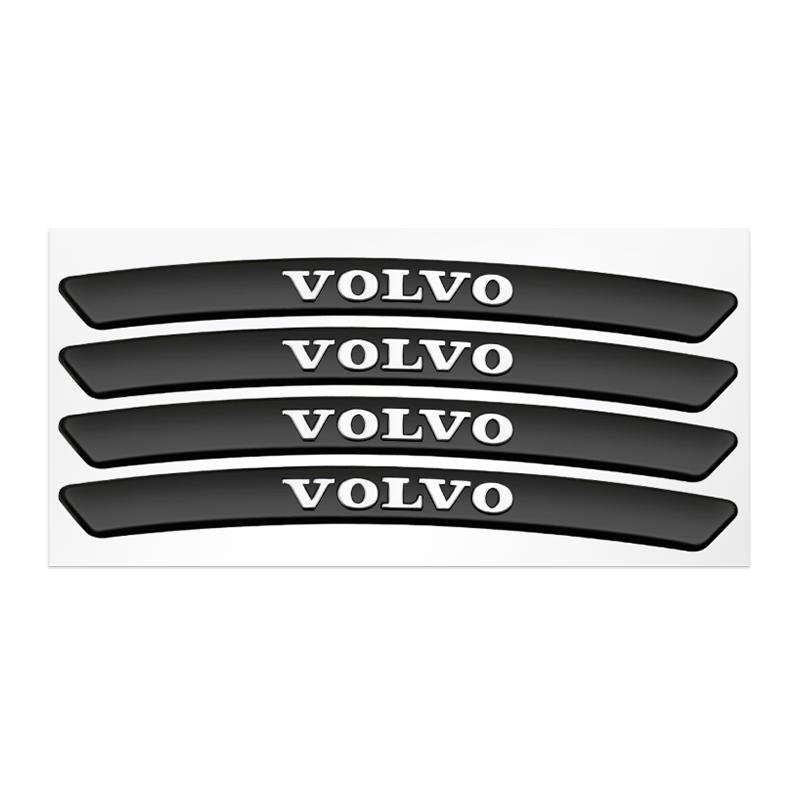 AAKM1 4PCS Car Styling Aluminum Car Rim Sticker Decals For Volvo XC60 V50 V70 S90 Olestar XC40 S80 EX90 XC70 EX30 V90 Car Accessories