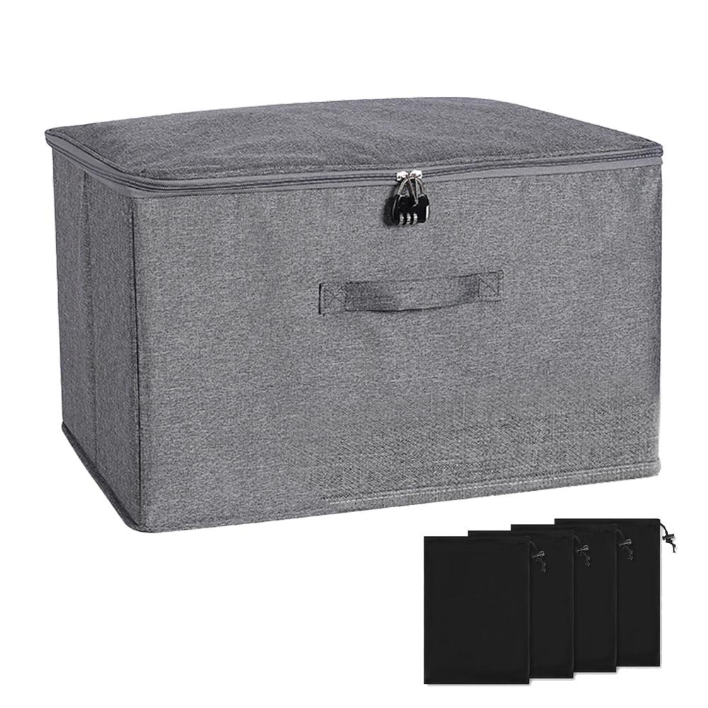 Large Capacity Lockable Storage Box with Cover Foldable Clothes Organizer With Password Lock Privacy Stackable Storage Organizer