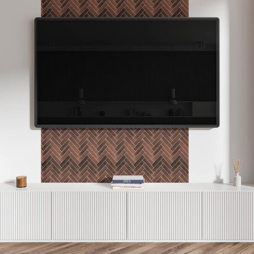 Winylowy Dekor Ścienny Samoprzylepny Do Wnętrz 120X60 Cm Wzór Jodełkowy Drewna