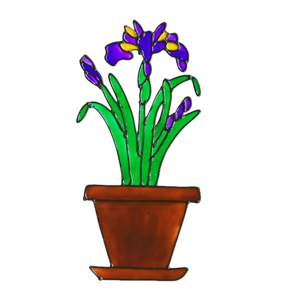 20x30cm Living Room Decals Wallpaper Window Sill Decor Red Flower Pot Stickers Wall Stickers Window Glass Decoration Home Decor