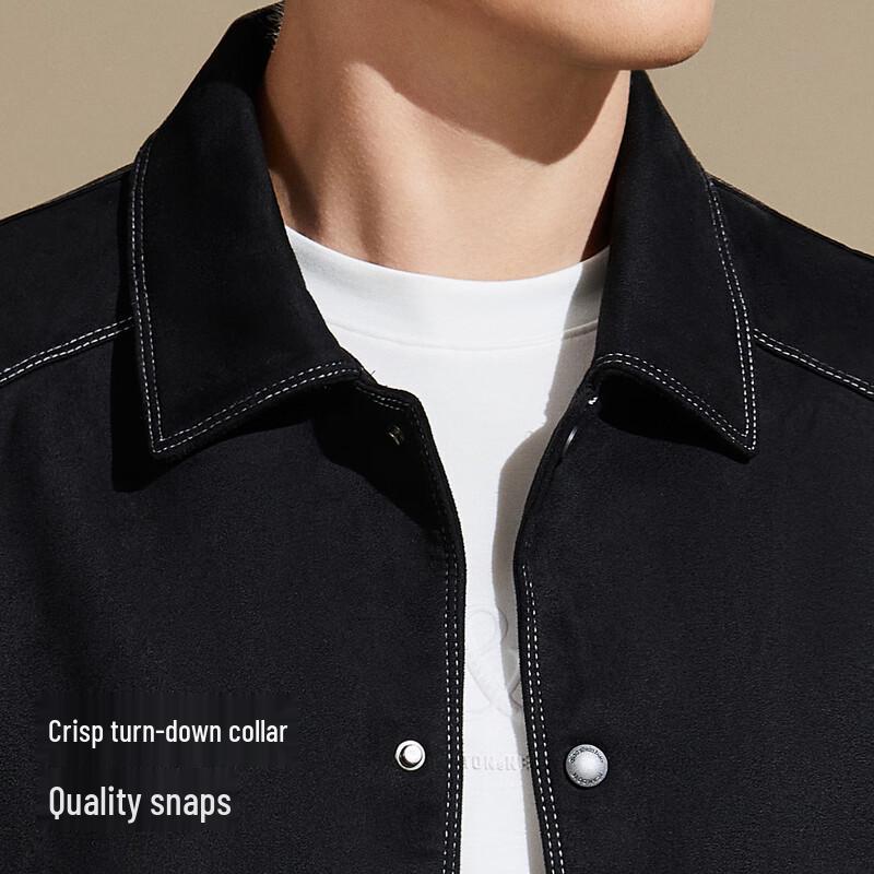 Qiaowo Herren Wildleder Utility-Jacke