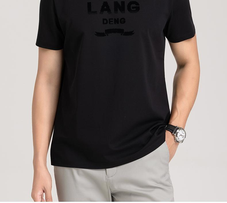 Langdeng Men's Fashion Leisure Comfortable Long Staple Cotton Versatile Round Neck T-shirt