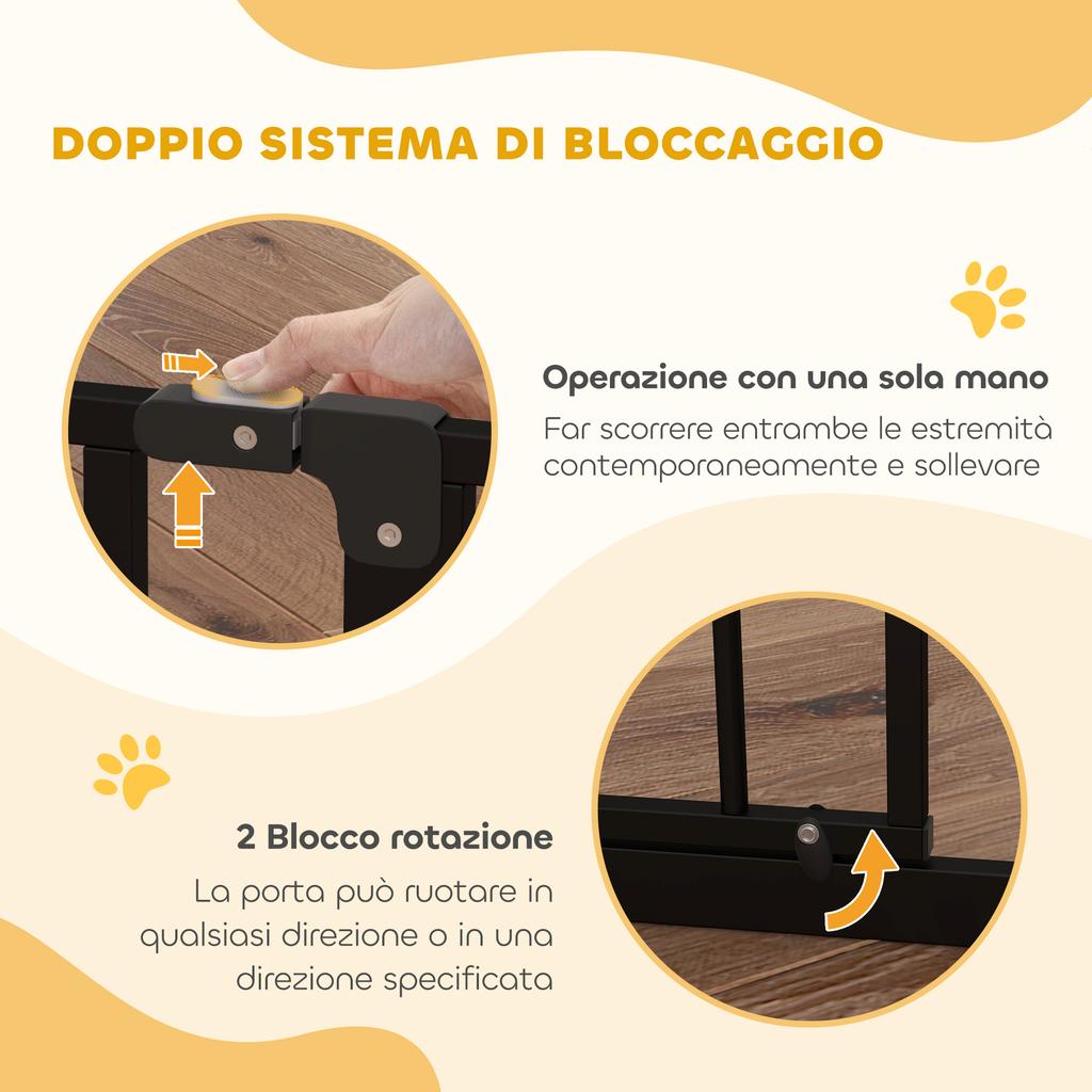 Extendable and Adjustable Dog Gate for Stairs and Doors, Made of Steel and ABS, 75-85x76 cm, Black