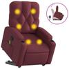 Massage Recliner with Rising Assistance Burgundy Fabric
