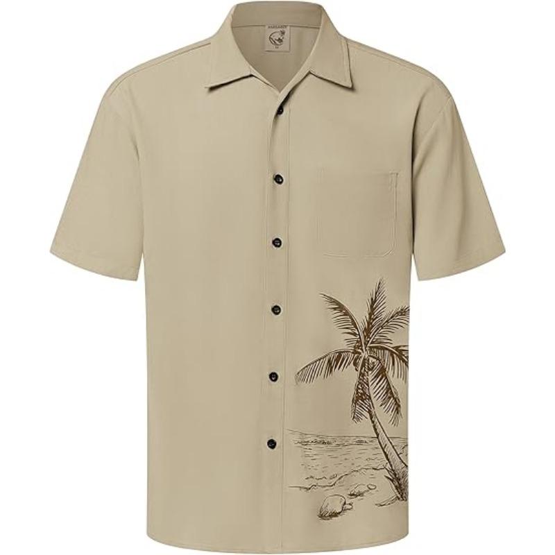 Men's Hawaiian Shirt Short Sleeved Coconut Print Button Summer Beach Casual Shirt