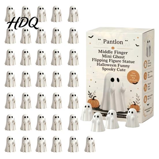 Micro Landscape Accessories Mini Ghost Flipping Middle Finger Figurines for Halloween Decorations Miniature Resin Holiday Tabletop Scenery