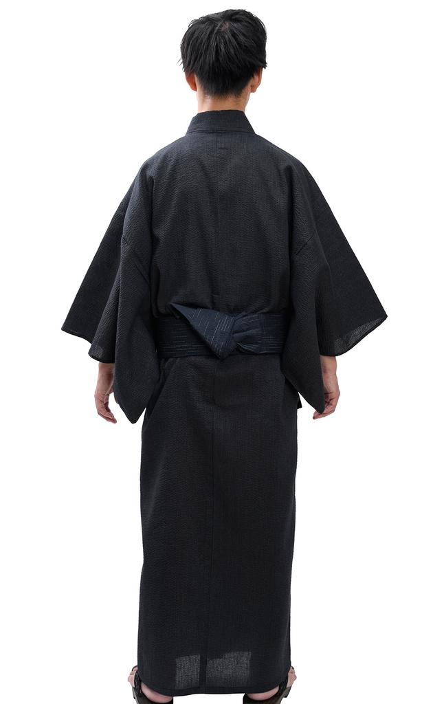 Edoten Men's Shijira Weave Yukata 2-Piece Set, Gray, Size 706 LL