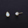 14K Gold-Plated Sterling Silver Opal Stud Earrings - Elegant & Versatile Design for Women