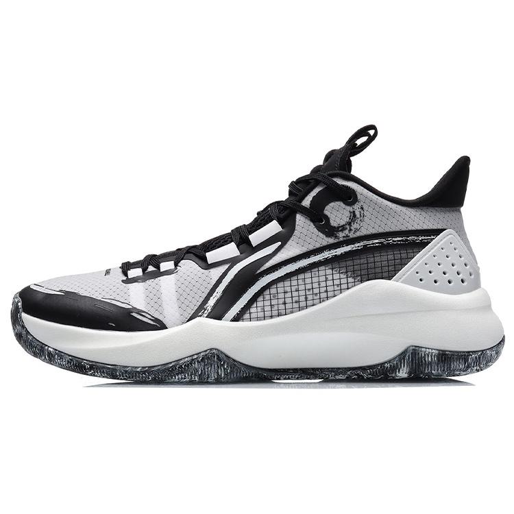 New LiNing Combat Low Cushioning Anti-Slip And Wear-Resistant Low-Top Basketball Shoes Black White ABPR027-3