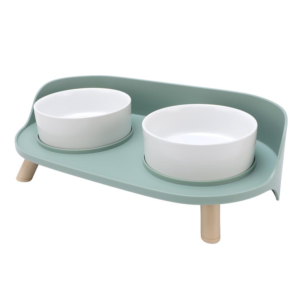 Raised Ceramic Cat Bowls with Stand Cervical Spine Protection Splash Proof Pet Food Water Bowl Set