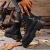 Thick-soled Lace-up Martin Boots Winter New Round Head Retro Large-size Locomotive Boots Women