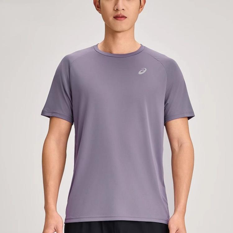 Asics SS25 Fashion Breathable Round Neck Short Sleeve T-Shirt Men Tops Gray 2011D046-500