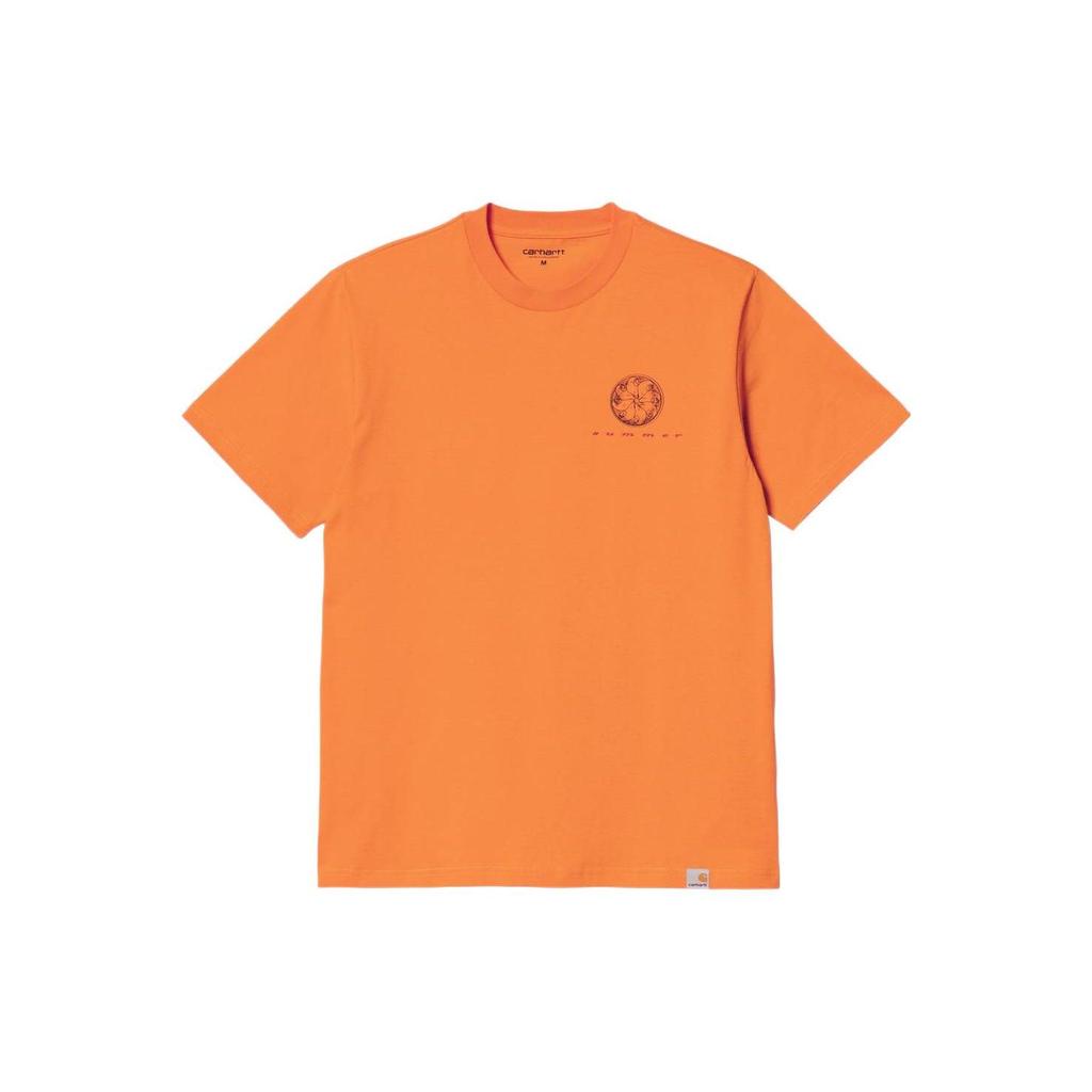 Carhartt WIP Solid Orange Letter Print Crew Neck Short Sleeve T-Shirt Men tops I030184-0AN-XX