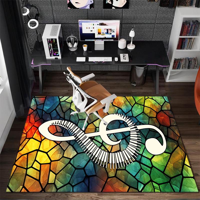 1Pc Musical symbols Printed circular carpet, home door mat, outdoor travel protection carpet A15