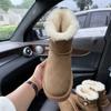 Winter new medium tube snow boots women's winter thick-soled woven with cowhide wool thickened velvet warm shoes