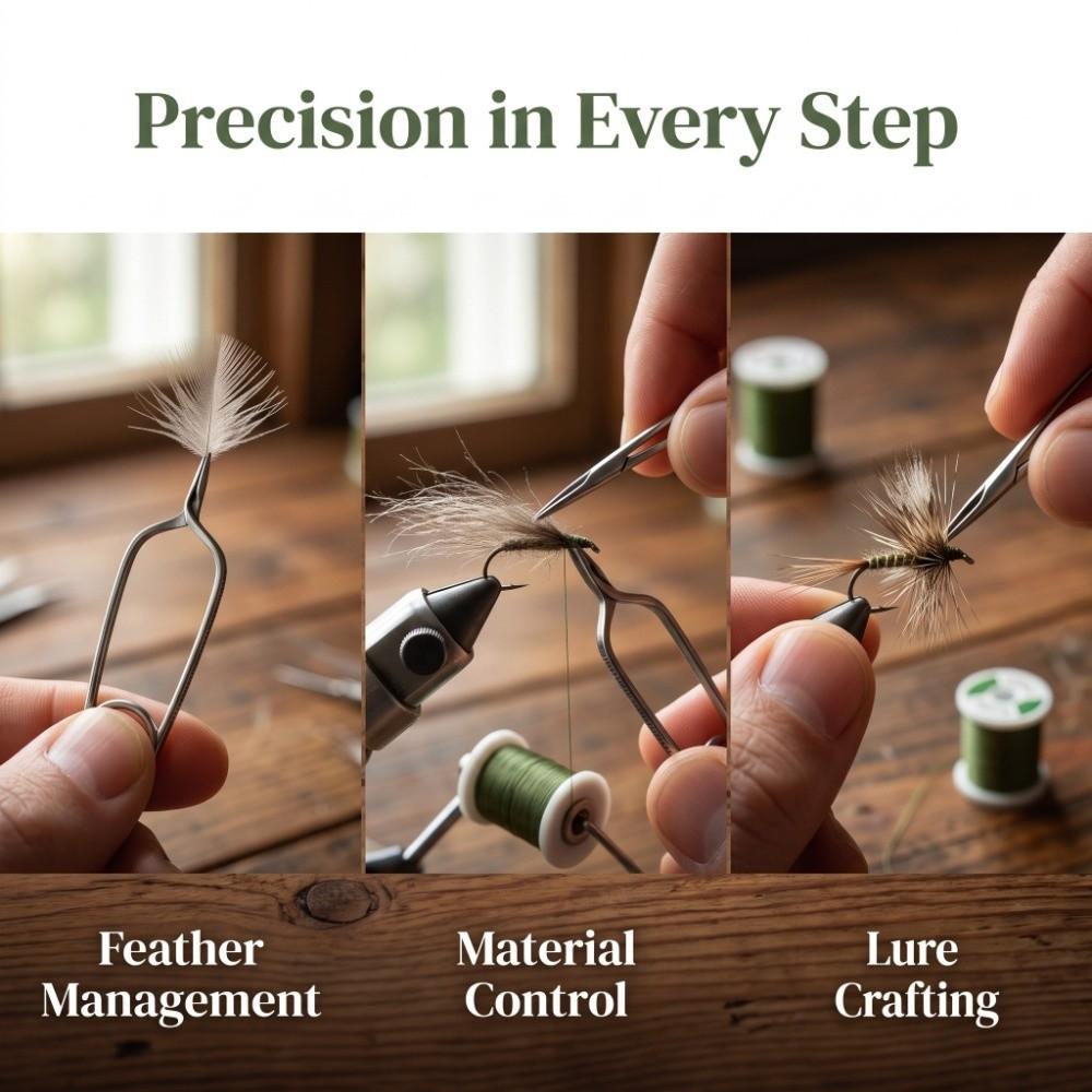 2PCS Threaded Clamps Fly Tying Pliers 3 Sizes Hackle Pliers Durable Fly Fishing Pliers  Fly Fishing