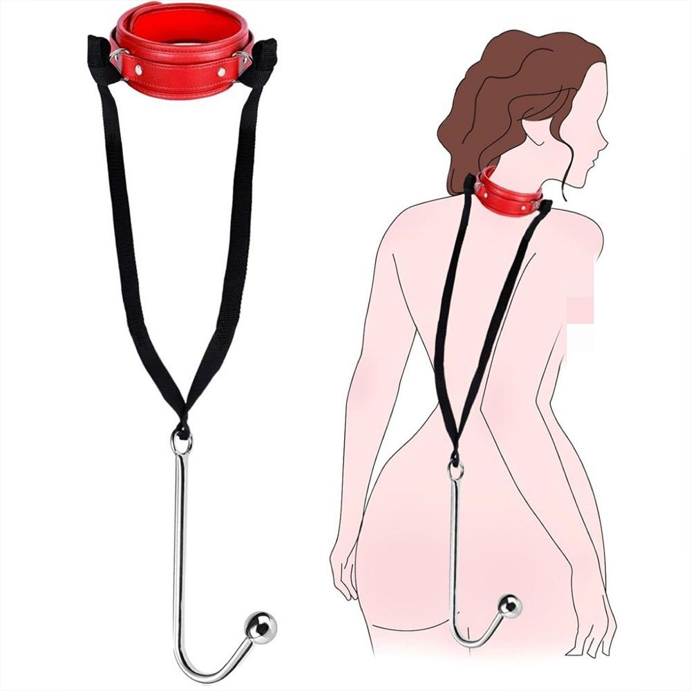 Metal Anal Hook  Sex Toys Neck Chain Butt Plug Bondage Adult Collars Prostage Massager  Slave Toys Chastity Sex Shop