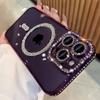 High-grade Glitter Rhinestones Phone Case For iPhone 15 11 12 13 14 Pro Max Plus Magsafe Magnetic Clear Lens Protect Cover Girls