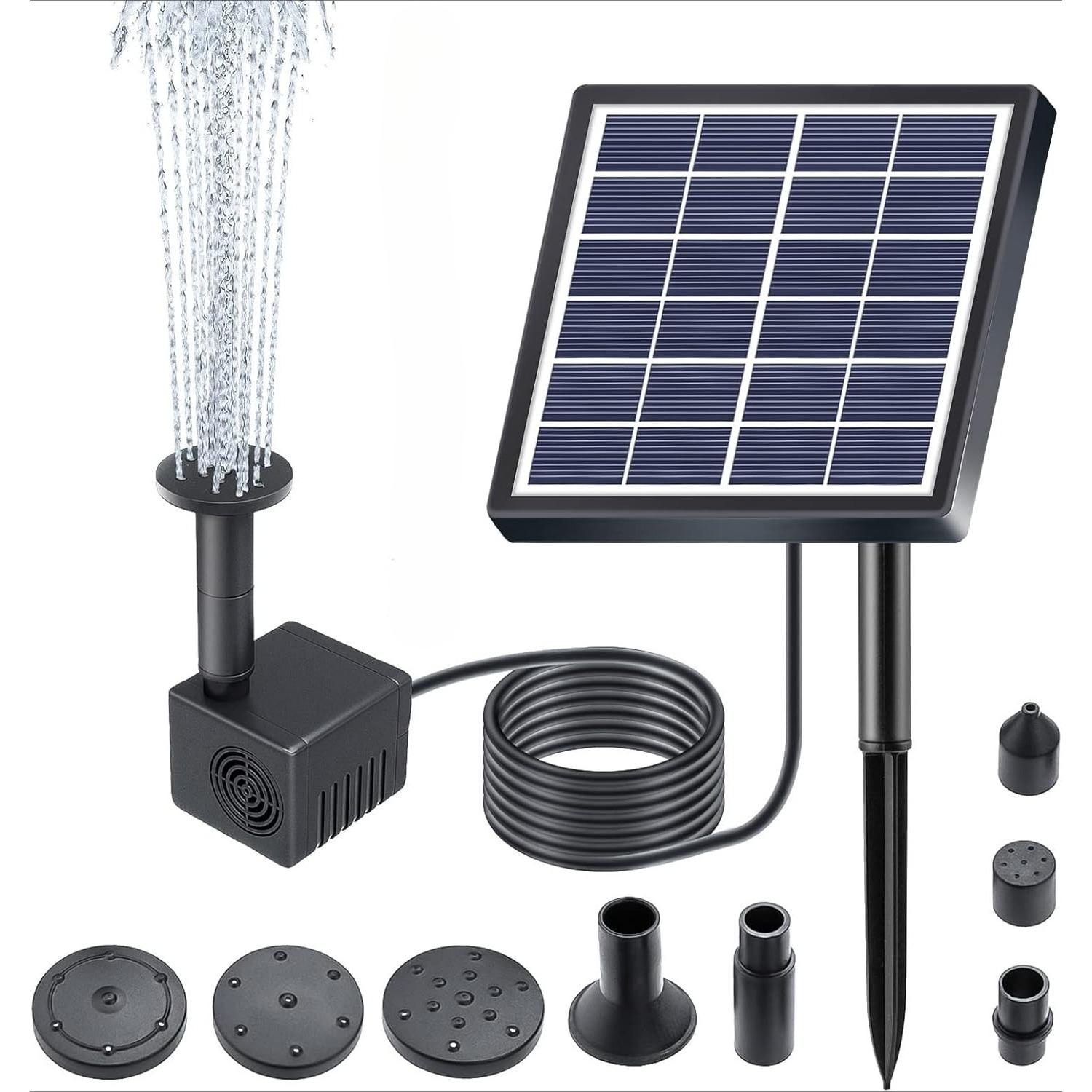 

Biling Solar Water Fountain for Bird Bath, 1.5W Solar Water Pump Outdoor with 10ft Cable, 4ft Tubing, Solar Pond Pump for BirdBath 1.5W