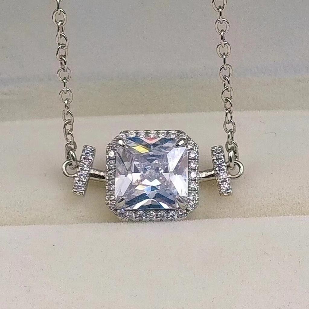 Classic Princess Square Bag Pink Diamond Necklace Women's Fashion Trend Network + Collarbone Chain