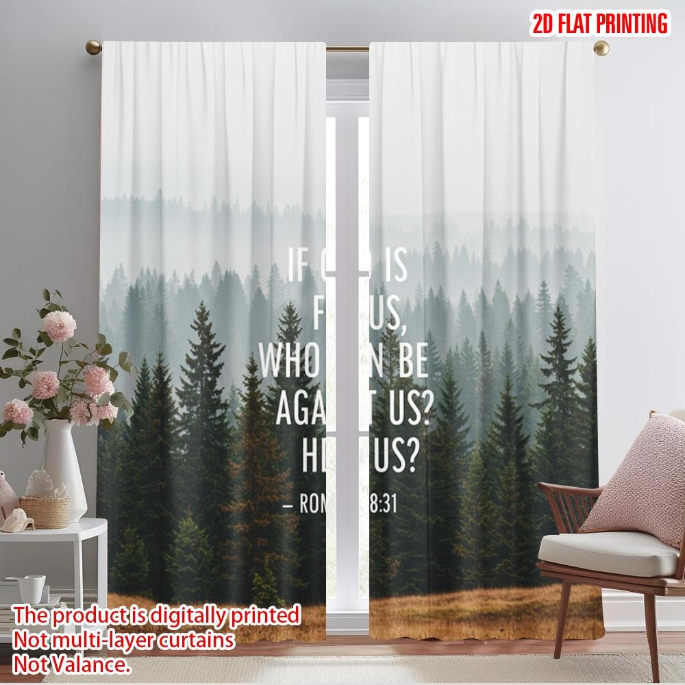 

2pcs 2D flat printing Window Drapes If God For Us Polyester Fabric Without Electricity Birthday Party for Festive Wall Decor 52.50×116.00 CM 2pcs