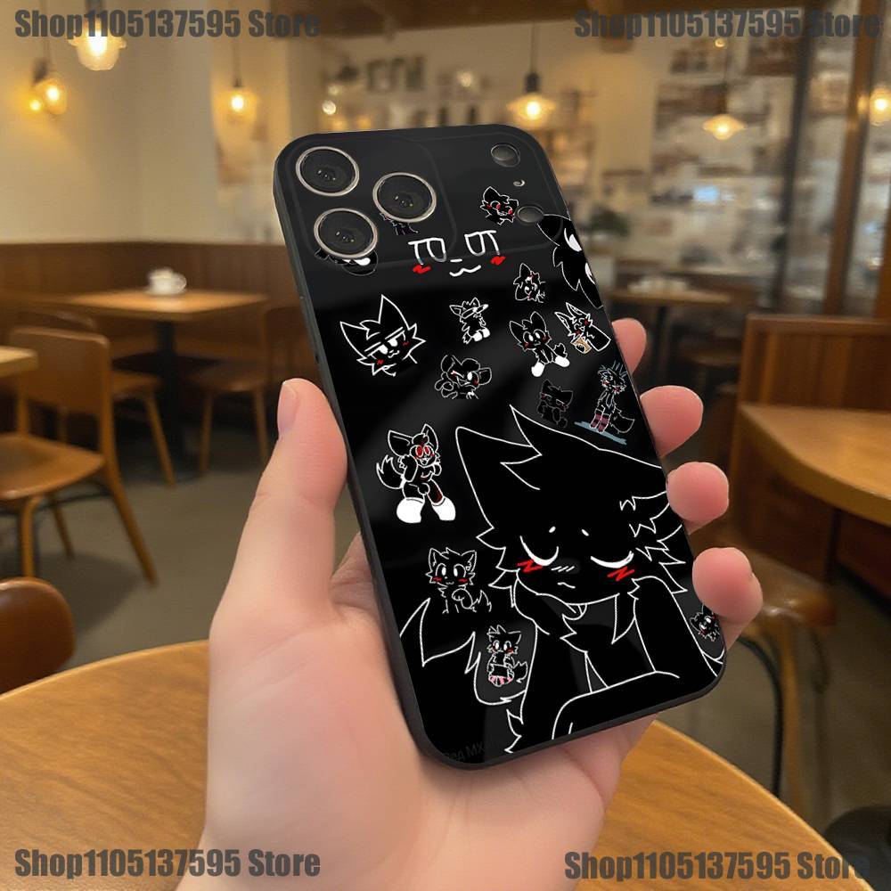 Cute B- Boykisser Cartoon Phone Case For iPhone 17,16,15,14,13,12,11,Pro,XS,Max,XR,Plus,E,SE4,Mini Black Soft Cover