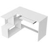 L Shaped Corner Desk Computer Desk With Keyboard Tray And Open Shelves White Wood Effect