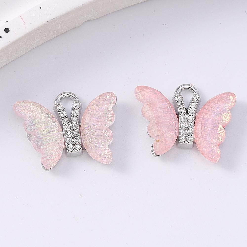 5pcs Shinning Gemstone Butterfly Pendants Charms for Jewelry Making Earrings Bracelet DIY Necklace Accessories Supplies