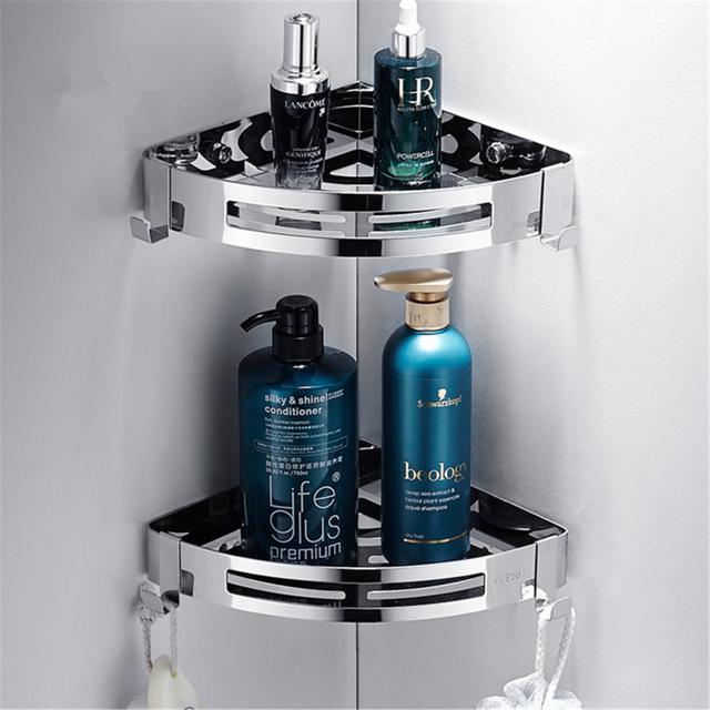 Bathroom Shelf Bath Shower Shelf 304 Stainless Steel Chrome Bathroom Corner shelf Wall Mounted Satin Kitchen Storage holder
