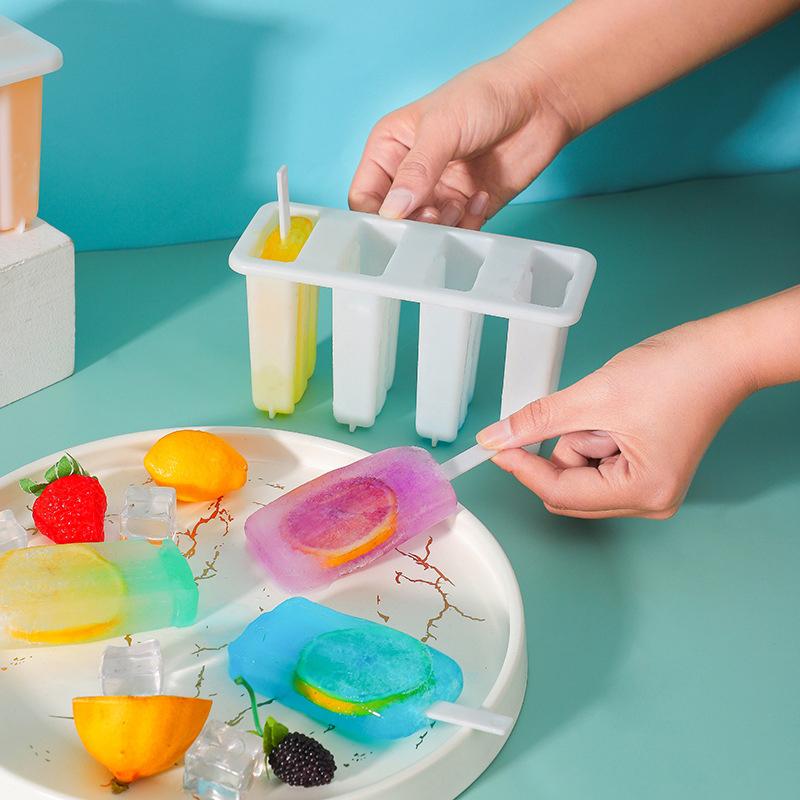4 Cell Ice Cream Popsicle Mold Diy Ice Cream Machine Homemade Ice Box Summer Children Ice-Lolly Mold Ice Tray Kitchen Gadgets