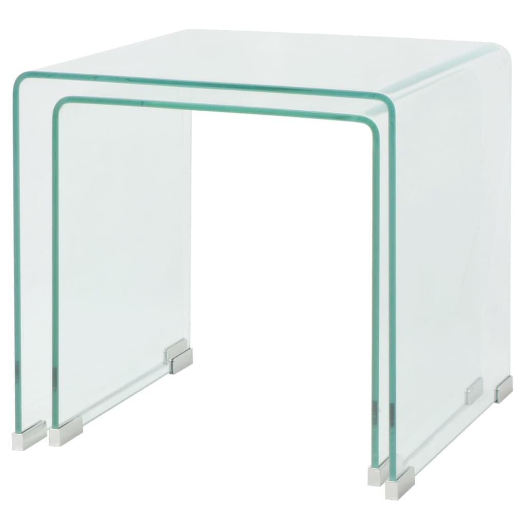 Vidaxl Set of Stackable Side Tables, 2 Pcs, Tempered Glass