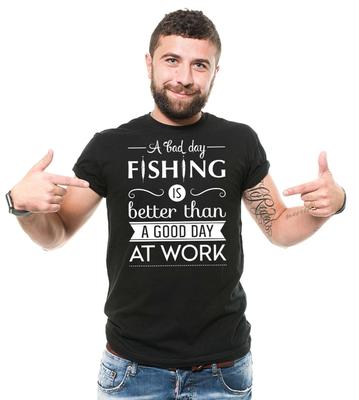 Heren Vis T-shirt Een Slechte Dag Vissen Is Beter Dan Een Goede Dag Op Het Werk Shirt