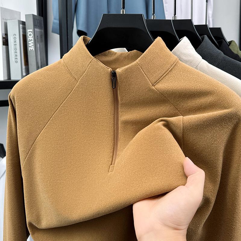 

Men s Double-Sided Fleece Half-Zip Warm Hoodie, Thick Long Sleeve T-Shirt for Autumn/Winter. 2XL (recommended 75-82.5 kg)
